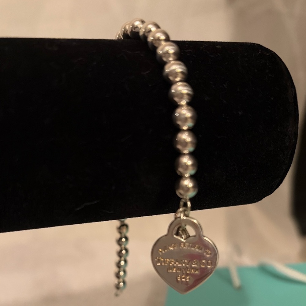 Tiffany & Co Return to Tiffany Heart Tag Bead Bracelet 7” 925 Silver